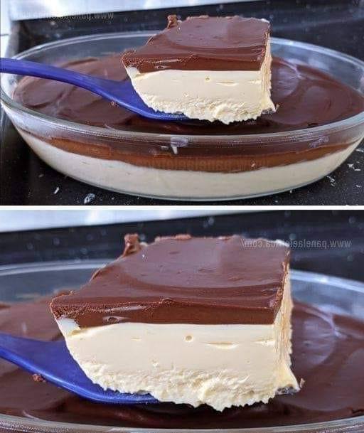 Mousse de Maracujá com Calda de Chocolate